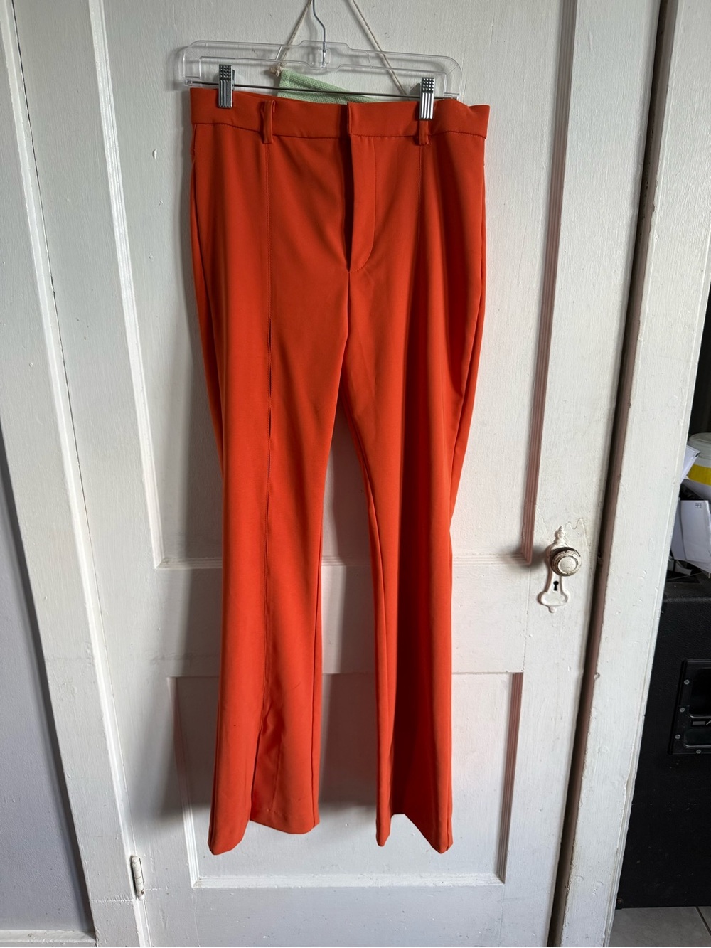 Zara orange cutout flare pants